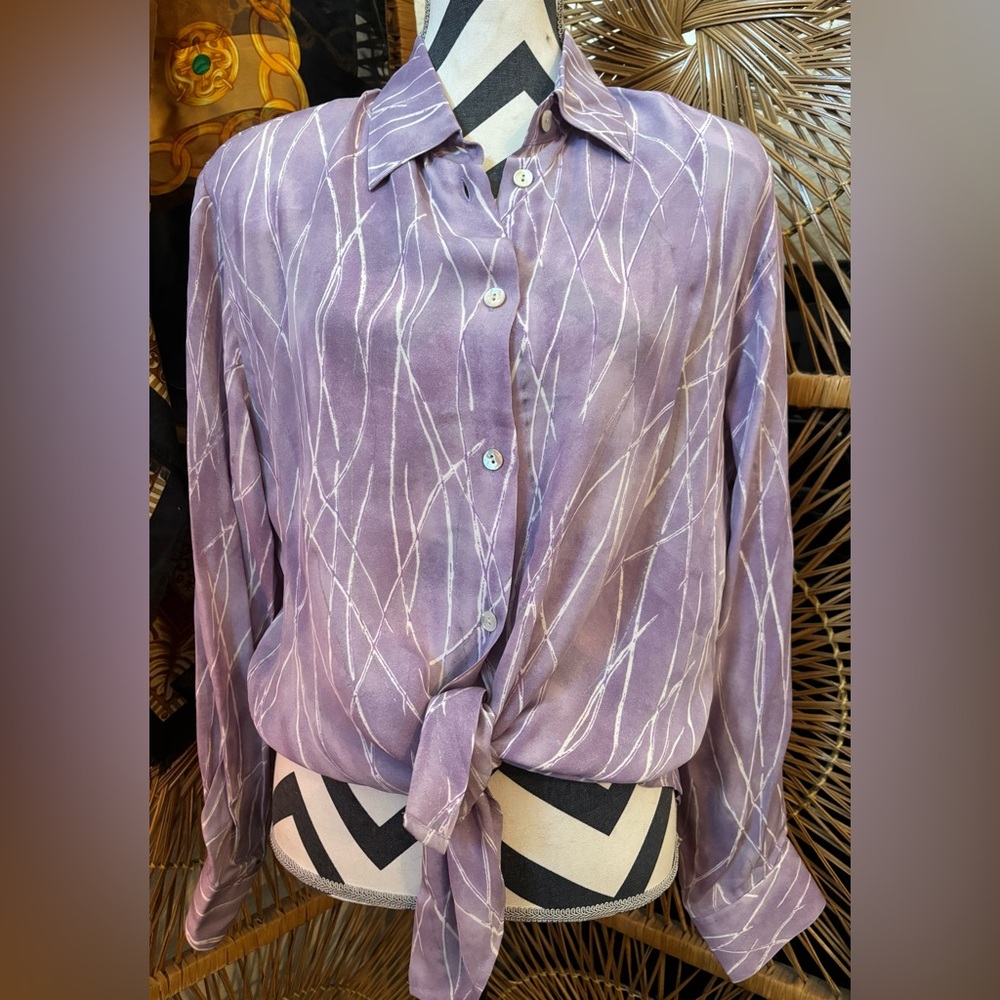 Vintage NWT 80s designer Paolo Santini retro boho silk blouse
